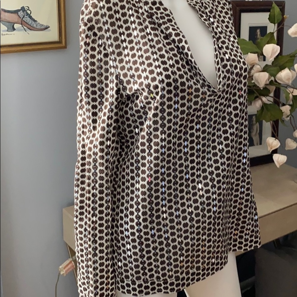 TORY BURCH Shirt Embellished Long Sleeved Size 6 - Picture 2 of 13